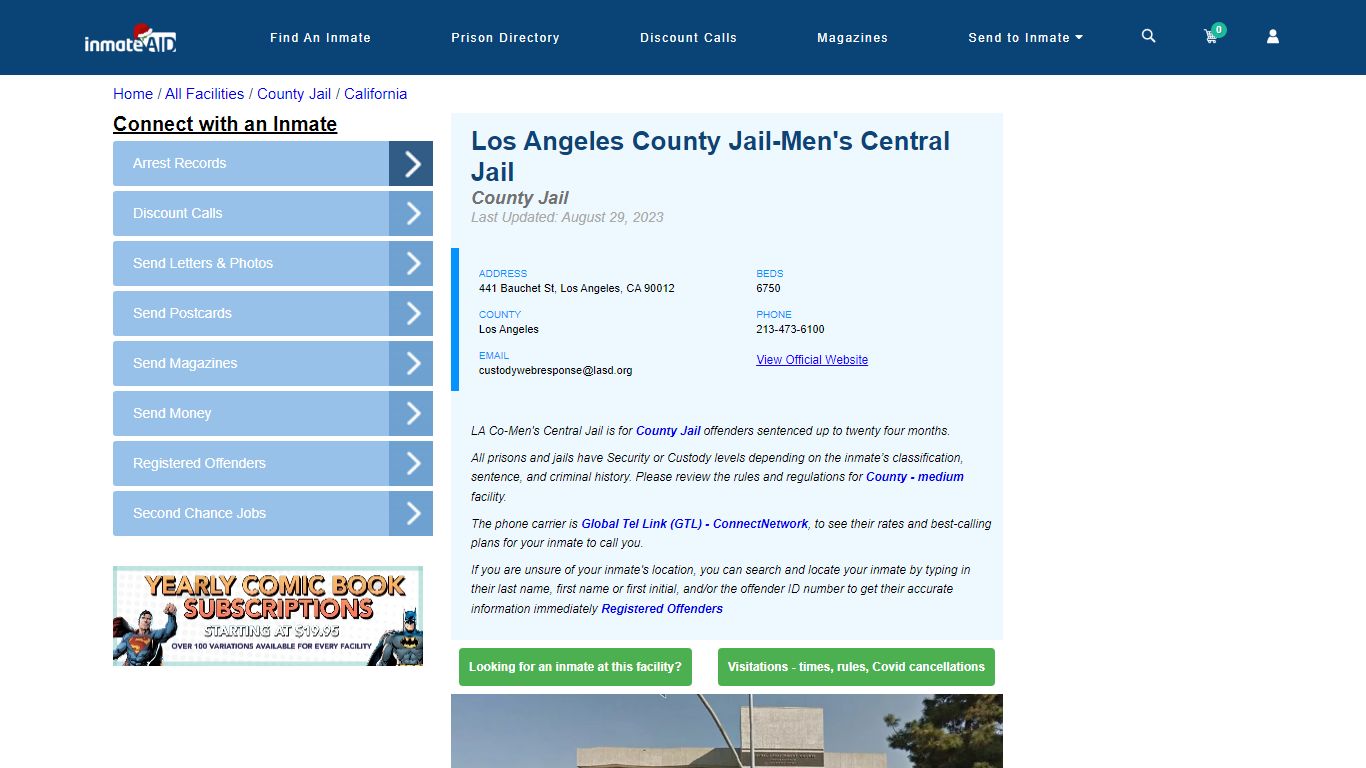 Los Angeles County Jail-Men's Central Jail - Inmate Locator - Los ...
